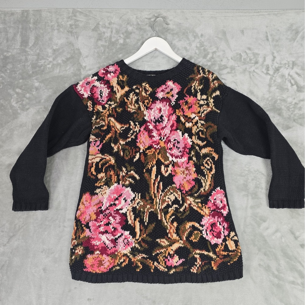 Rachel Max‎ VTG Womens Thick Knitted Floral Sweater Med Grannycore Cottagecore